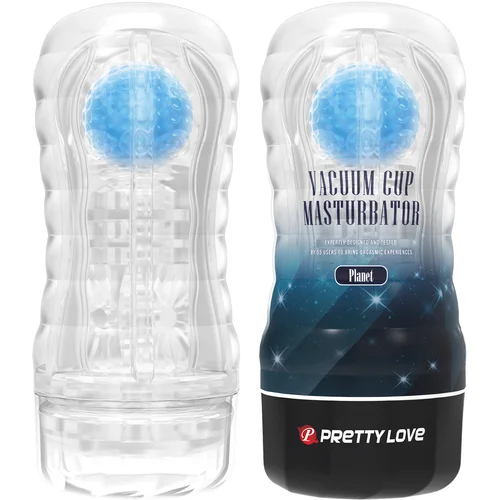 Pretty Love Planet Vacuum Cup Stimulation Ball Masturbator Clear-Blue