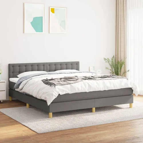 The Living Store Box spring postelja z vzmetnico temno siva 160x200 cm blago - Box Spring Postelja, (21515986)