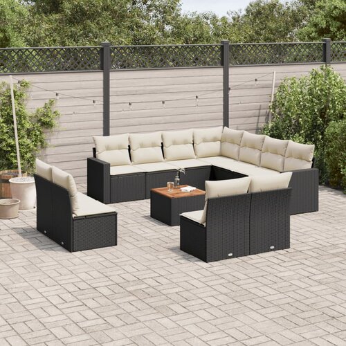  12-dijelni set vrtnih sofa od poliratana s jastucima crni Cijene