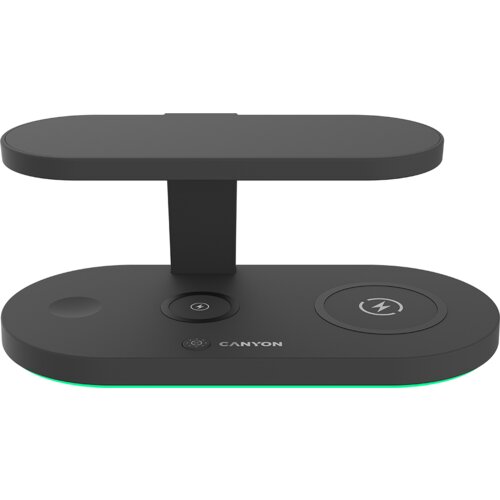 Canyon WS-501 5in1 Wireless charger, with UV sterilizer, with touch button for Running water light, Input QC36W or PD30W, Output 15W/10W/7.5W/5W, USB-A 10W(max), Type c to USB-A cable length 1.2m, 188*90*81mm, 0.249Kg, Black Cijene