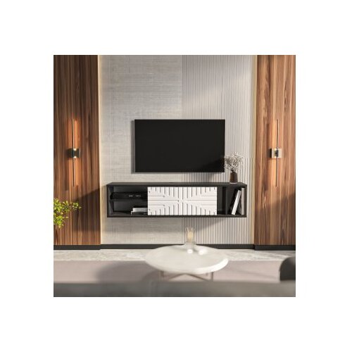 Hanah home tv polica teo floating black white Cene