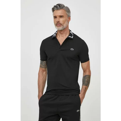 Lacoste Polo majica za muškarce, boja: crna, s aplikacijom