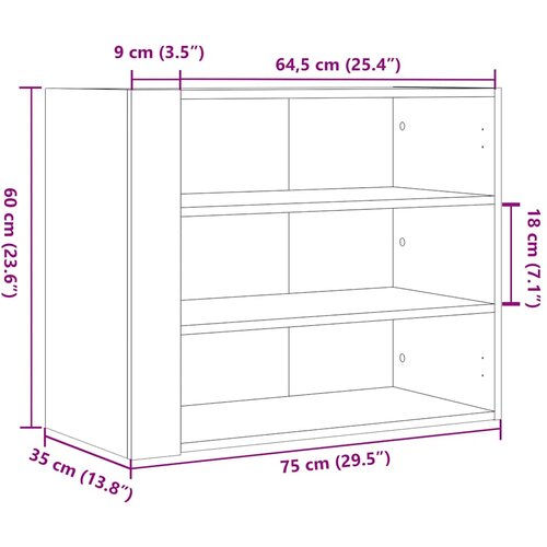  Zidni ormarić smeđa boja hrasta 75x35x60 cm konstruirano drvo Slike