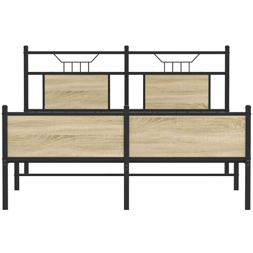  Posteljni okvir brez vzmetnice hrast 137x190 cm inženirski les, (21829288) Slike