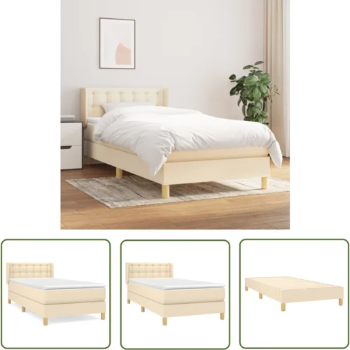 The Living Store Box spring postelja z vzmetnico krem 90x200 cm blago - Box Spring Postelja, (21737560)