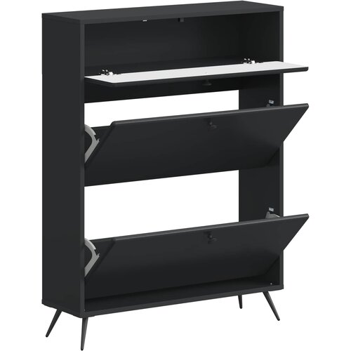  Ormar za cipele BREDA 78 x 24 x 103 cm Konstruirano drvo Crna Slike