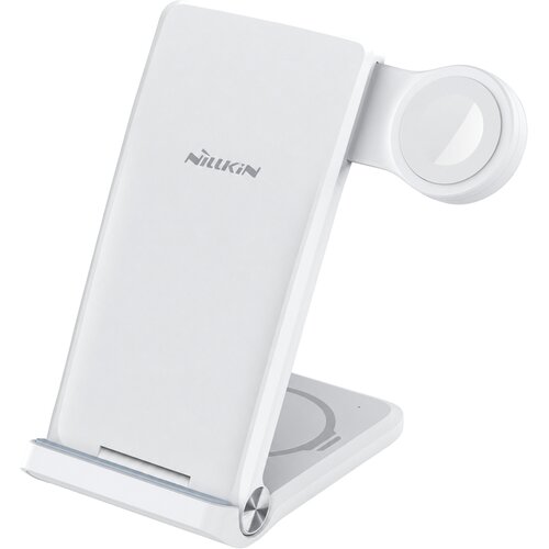 Nillkin PowerTrio 3v1 brezžični polnilec MFi bele barve za iPhone &amp;amp; AirPods &amp;amp; Apple Watch Slike