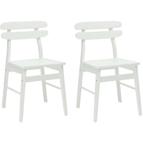  Stolac za blagovanje 2 pcs Bijelo Čvrsto drvo od gume Slike