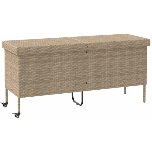 vidaXL Vrtna kutija za pohranu s kotačima bež 160x55x75 cm poliratan Cijene