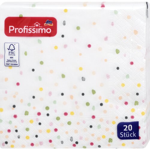 Profissimo Salvete, 3–slojne, motiv konfeta, 25 x 25 cm 20 kom Cene