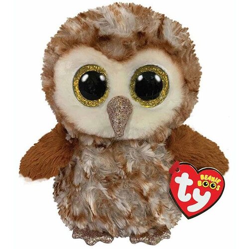 TY pli&amp;scaron; beanie boos Percy - rjava sova (15 cm) Slike