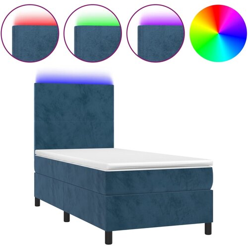 Maison Chic Box spring postelja - Vzmetna postelja z vzmetnico LED temno modra 80x200 cm žamet SL9029, (21901416) Slike