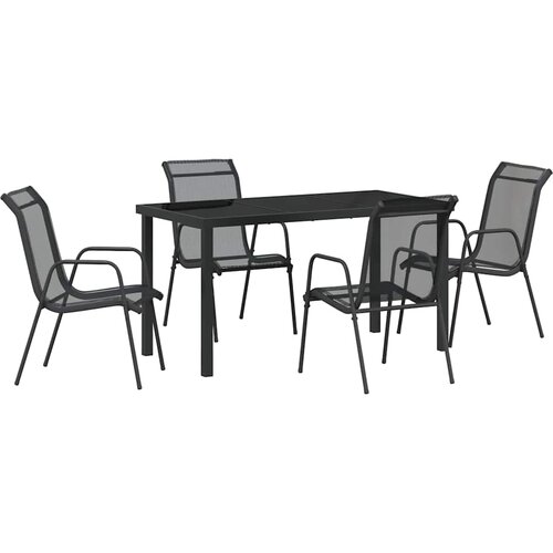  Vrtni set za objed 5 pcs Crna Čelik s prahom premazan Slike