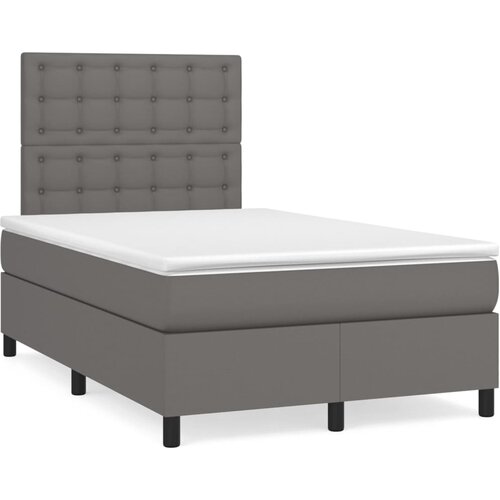 VidaXL Box spring postelja z vzmetnico siv 120x200 cm umetno usnje, (20791272) Slike