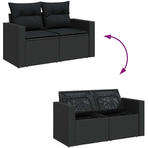 VidaXL 6-dijelni set vrtnih sofa s jastucima crni od poliratana Slike