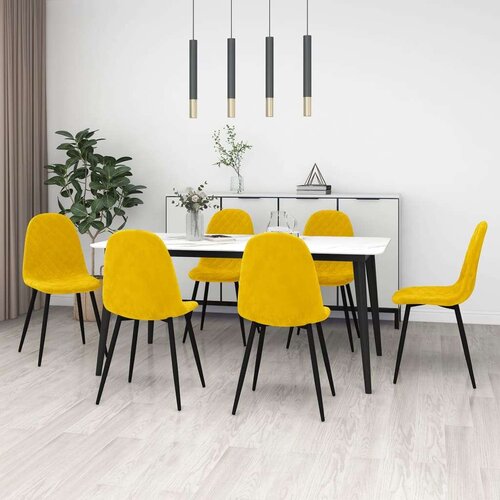 vidaXL Blagovaonske stolice 6 kom boja senfa baršunaste Cene