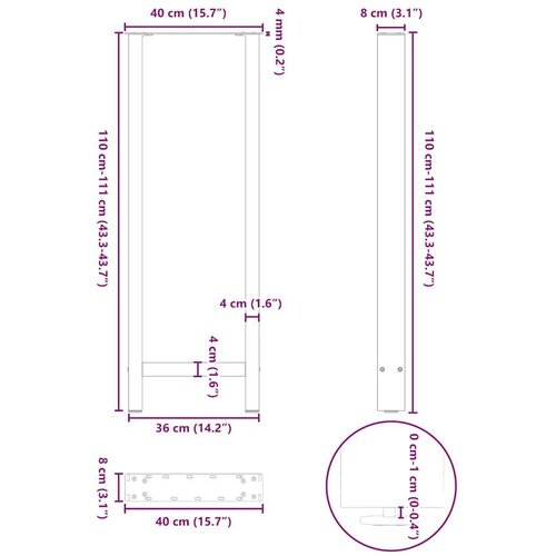  Noge stolića za kavu bijele 2 kom 40x(110-111) cm čelik Slike