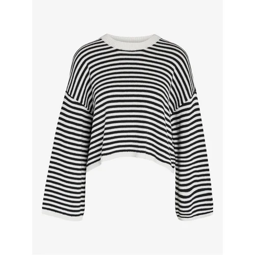 Noisy May White and Black Women Striped Crop Top Sweater Lony - Women