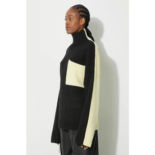 JW Anderson Vuneni pulover za žene, boja: crna, s poludolčevitom, KW1004.YN0144