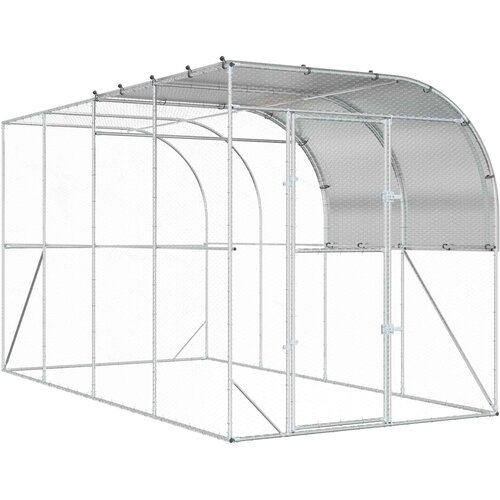  Kavez za piletinu uz zid Srebrna 400 x 200 x 215 cm Slike