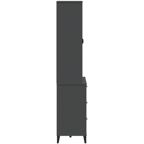  Visoka komoda VIKEN antracit siva 80x40x190 cm masivna borovina Slike