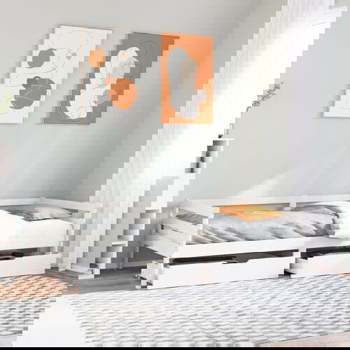 VidaXL Dnevni krevet s ladicama bez madraca 90x200 cm masivno drvo Slike