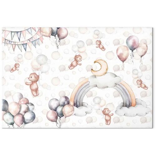  Slika - Toy Bears with Balloons - Flying Plush Bears Among Balloons Clouds and Rainbows in Subtle Pastel Hues 60x40 Na talijansk Cene