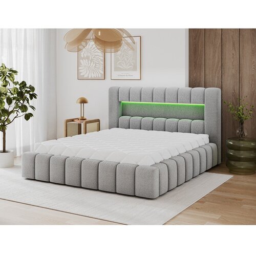 ELTAP Sivi tapecirani bračni krevet s prostorom za odlaganje s podnicom 160x200 cm Lamica &amp;ndash; Slike