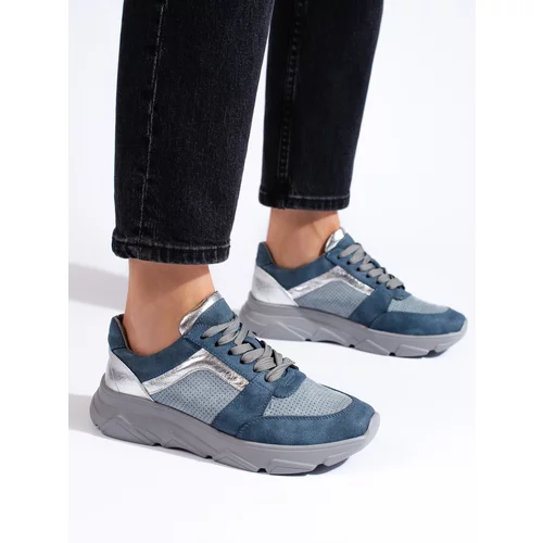 DASZYŃSKI women's blue sneakers