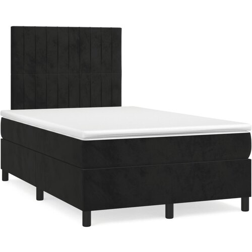 VidaXL Box spring postelja z vzmetnico LED črna 120x190 cm žamet Slike