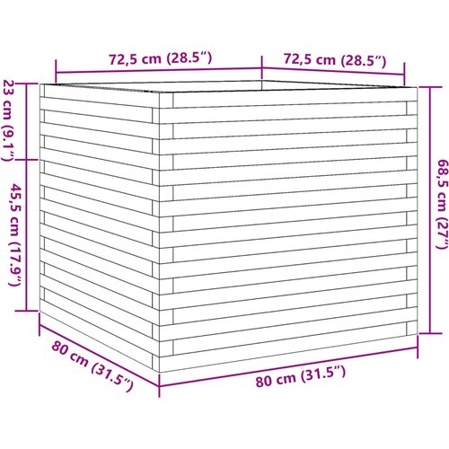  Vrtna sadilica bijela 80x80x68,5 cm od masivne borovine Slike