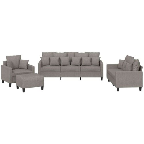  4-dijelni set sofa s jastucima smeđesivi od tkanine Slike