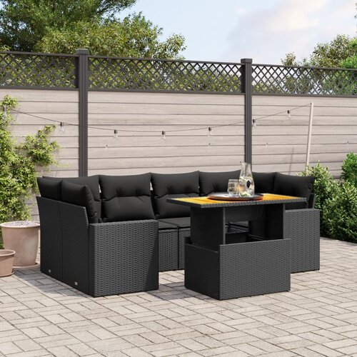 vidaXL 7-dijelni set vrtnih sofa od poliratana s jastucima crni Cijene