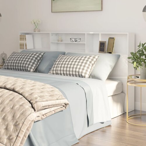 VidaXL Vzglavna omarica visok sijaj bela 200x19x103,5 cm Slike
