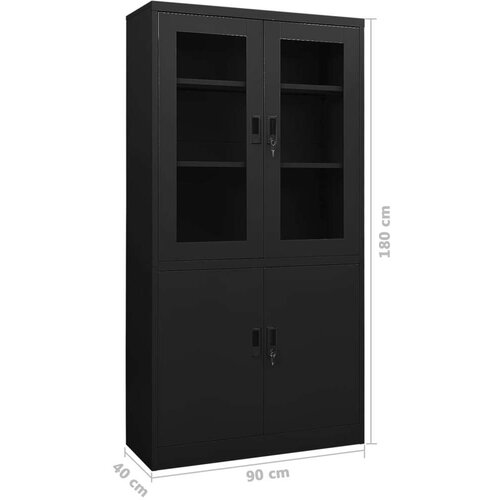 VidaXL uredski ormarić crni 90 x 40 x 180 cm čelični Slike