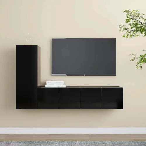 vidaXL Komplet TV omaric 3-delni črna iverna plošča, (20912654)