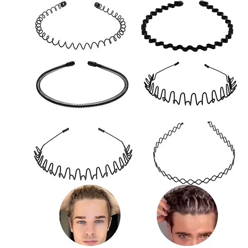 INF Paket 6 valovitih kovinskih tiar Black, (21274962) Cene