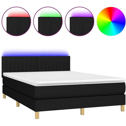 Maison Chic Box spring postelja - Vzmetna postelja z vzmetnico LED črna 140x190 cm blago SL22430, (21891744) Cene