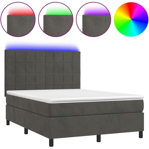 Maison Chic Box spring postelja - Vzmetna postelja z vzmetnico LED temno siva 140x190 cm žamet SL15439, (21903178) Cene