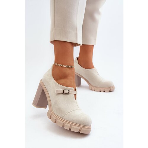 Kesi Women's high-heeled shoes, light beige tauina Slike