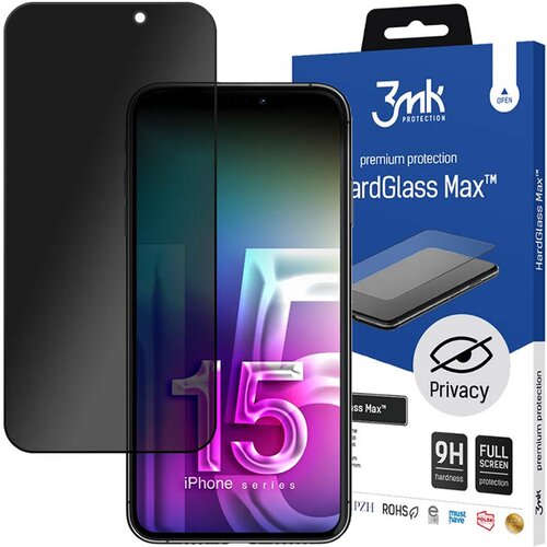 3mk HARDGLASS MAX PRIVACY ZA&amp;Scaron;ČITNO KALJENO STEKLO ZA APPLE IPHONE 15 PRO, (21965790) Slike