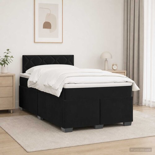  Boxspring krevet s madracem Crna 120 x 190 cm Baršun Cene