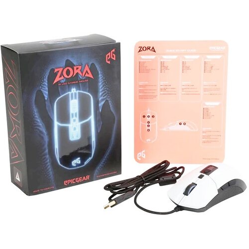 EPICGEAR zora white gaming ir led optički mi&amp;scaron;/usb/do 3500dpi/7 tastera/1.8m kabl Slike