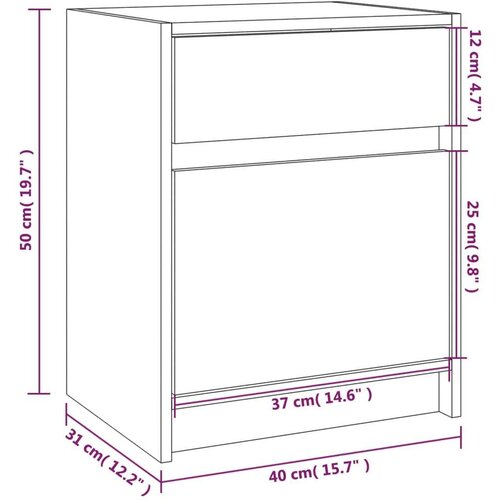  Noćni ormarići 2 kom crni 40 x 31 x 50 cm od masivne borovine Slike
