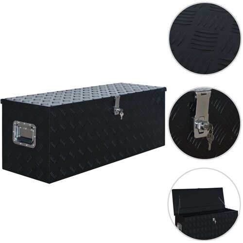 VidaXL Skrinja iz aluminija 1085x370x400 mm črna Slike