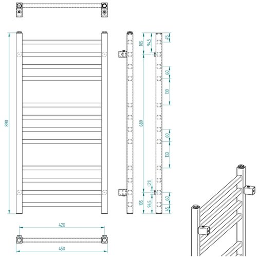 Sapho kupatilski radijator metro 89x45 cm sjajni hrom Slike
