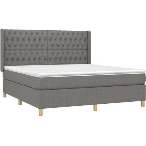  Krevet box spring s madracem LED tamnosivi 180x200 cm tkanina Slike