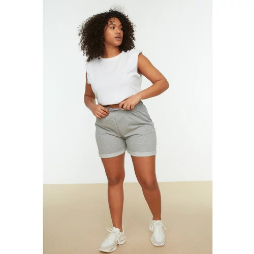 Trendyol Curve Gray Pocket Detailed Knitted Shorts