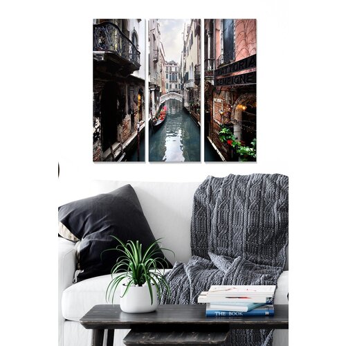 Wallity MDF10586944 multicolor decorative mdf painting (3 pieces) Cene