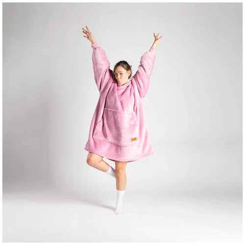 Svilanit hoodie odeja z rokavi za odrasle SoftHug, roza